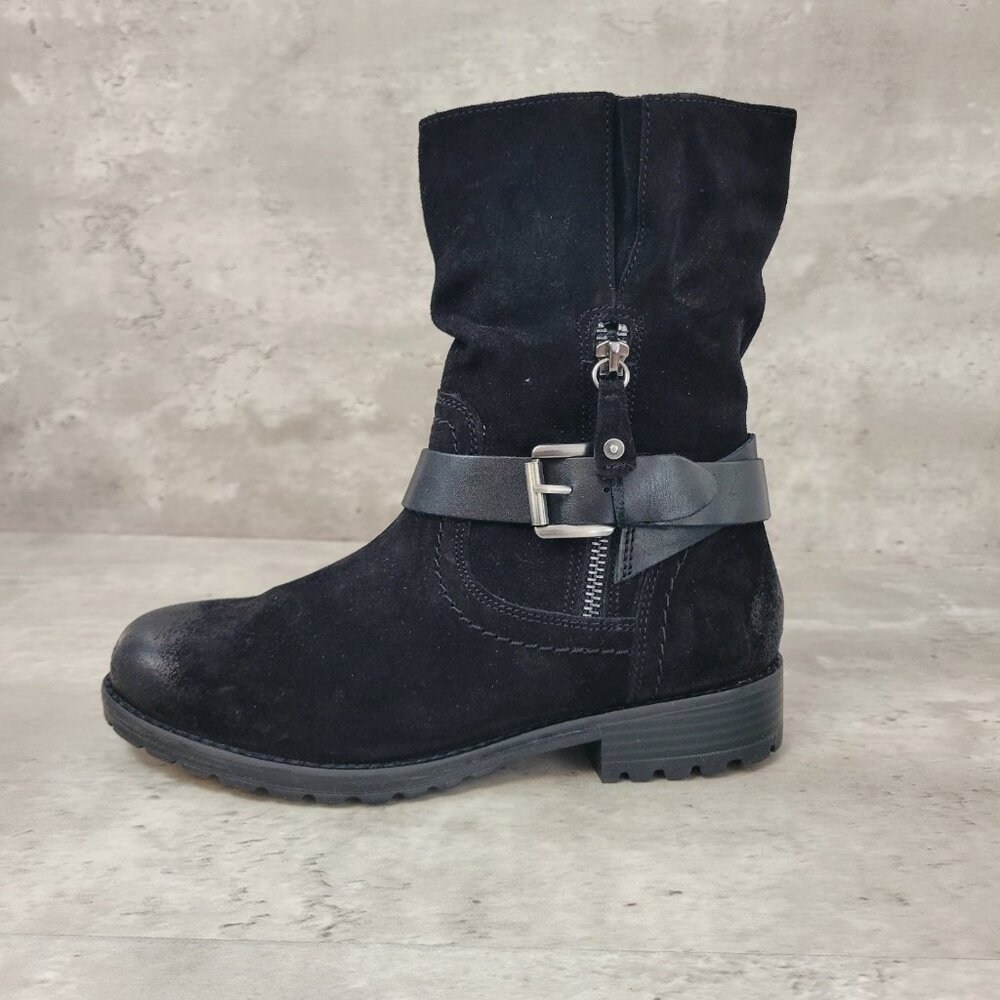 Clarks Womens Boots Size 7 M Black Suede Nissini Pearl Size Buckle‎ New